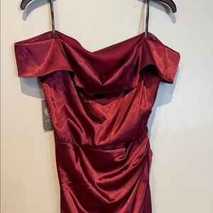 Vince Camuto Strapless Satin Dress in Deep Red